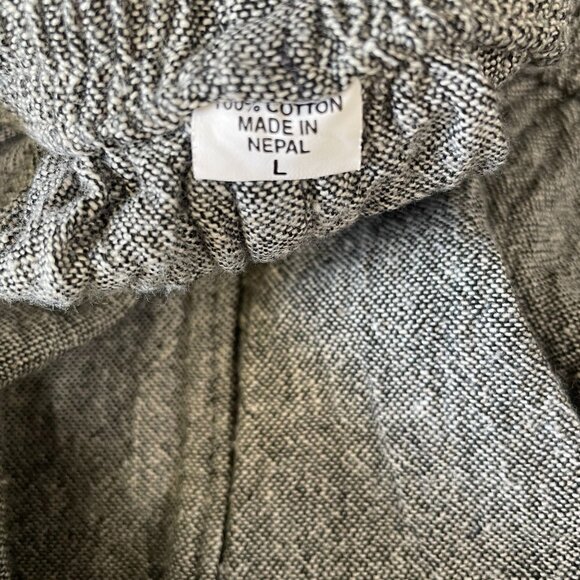 Nepal Womens Cotton Shorts Boho Festival Ethnic Trim Gray Summer Handmade L - Picture 3 of 10